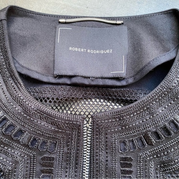 ROBERT Rodriguez Black Mesh and Lace Zip Up Bomber Jacket - Picture 3 of 11